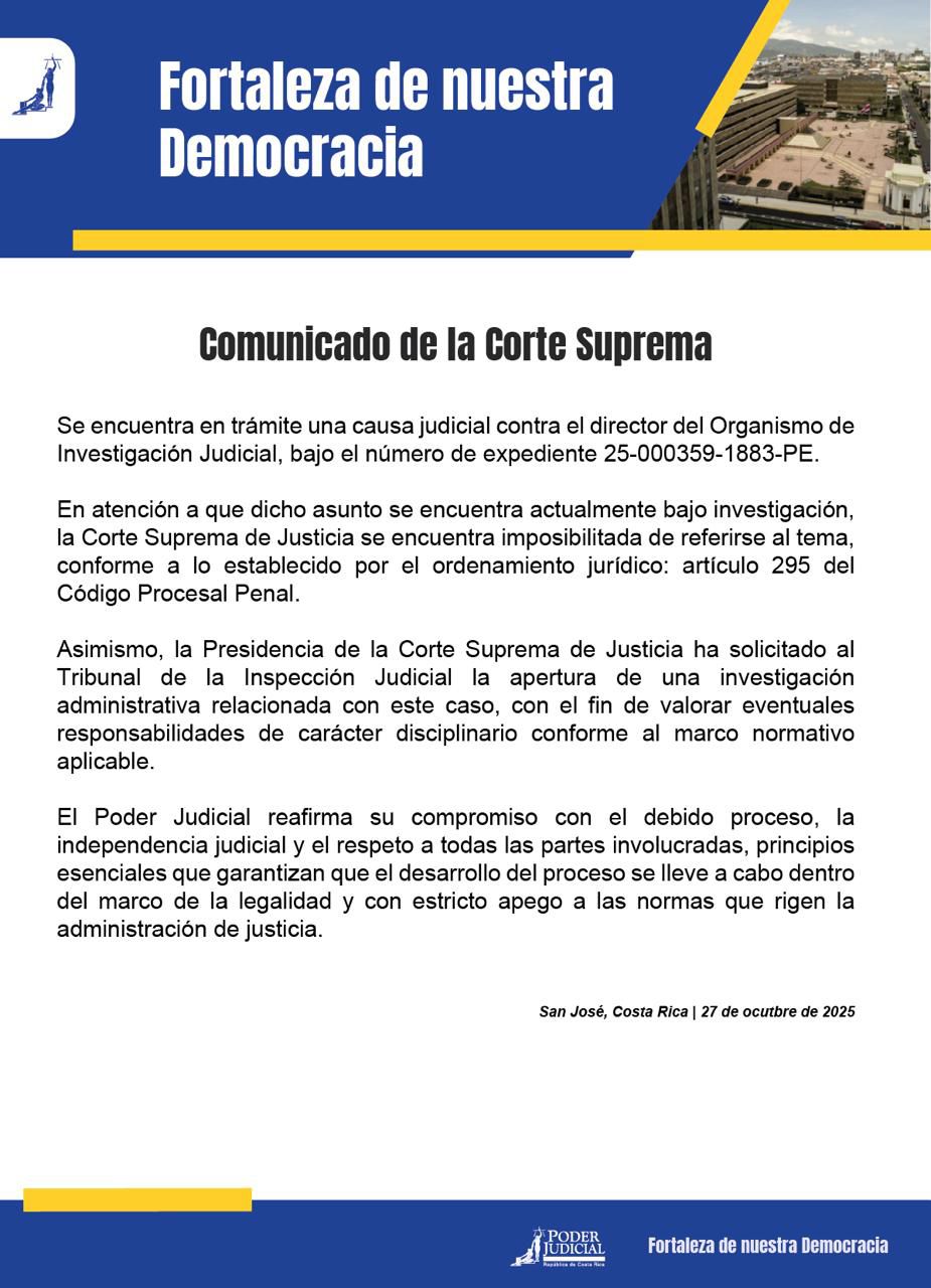Corte Suprema OIJ investigación y comunicado oficial del Poder Judicial