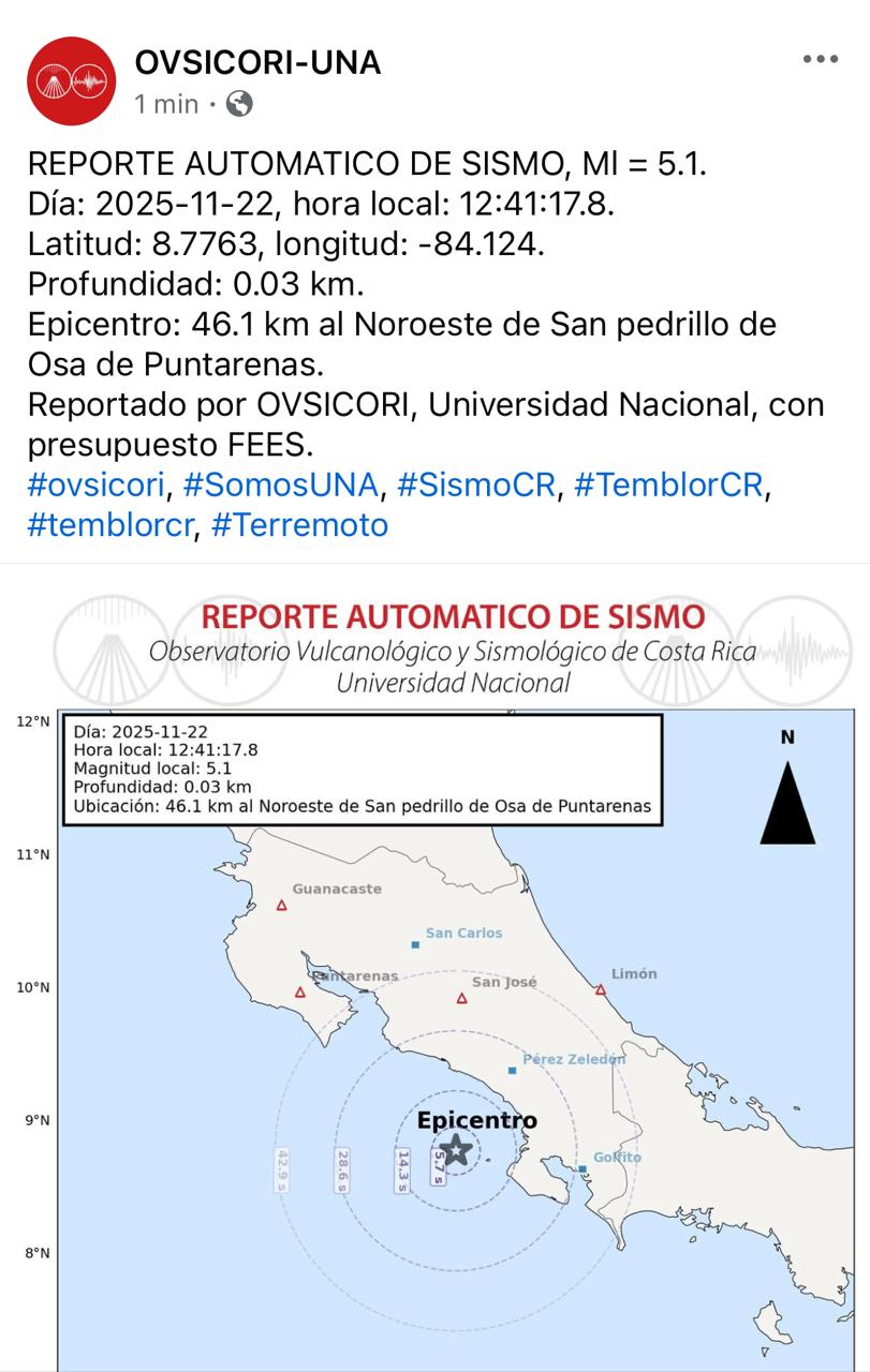 sismo en Uvita Puntarenas
