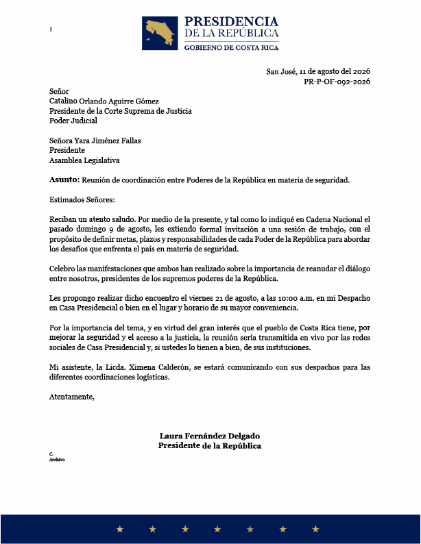 Laura Fernández convoca a Supremos Poderes por seguridad