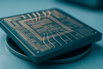 Ilustración de un transistor AlN de alta frecuencia desarrollado por NTT para comunicación post-5G