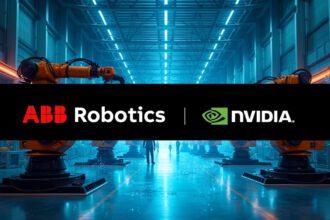 Comparativa entre un robot industrial y un chip de inteligencia artificial
