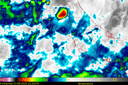 Mapa de Costa Rica con pronóstico de lluvias intensas del IMN