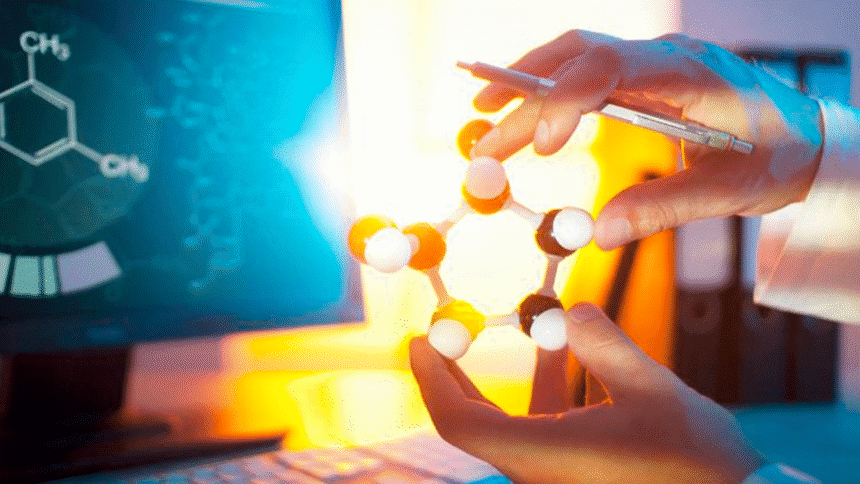 Ilustración de células humanas observadas al microscopio representando avances en biología celular