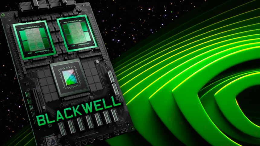 Chip Nvidia Blackwell y logo de Samsung simbolizan liderazgo tecnológico en EE.UU.