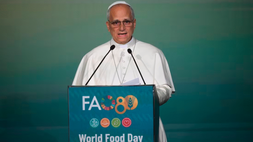 教皇警示饥饿 联合国大会讲话现场