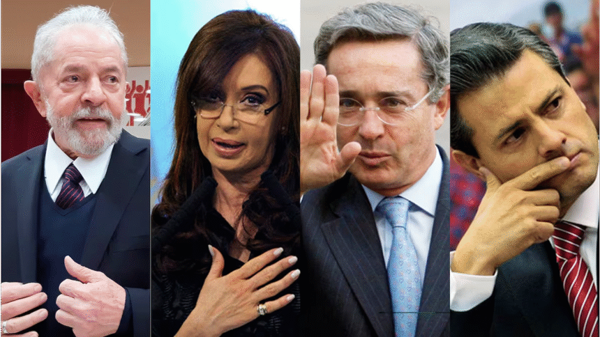 Líderes latinoamericanos enfrentan procesos judiciales por corrupción y abuso de poder.