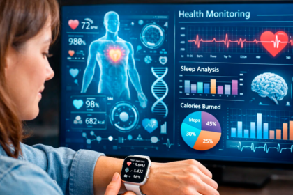 Mujer consulta en su reloj inteligente