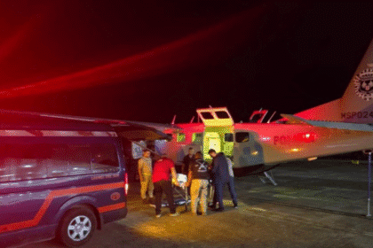 Aeronave del Servicio de Vigilancia Aérea usada como vuelo ambulancia para trasladar a una paciente con embarazo gemelar