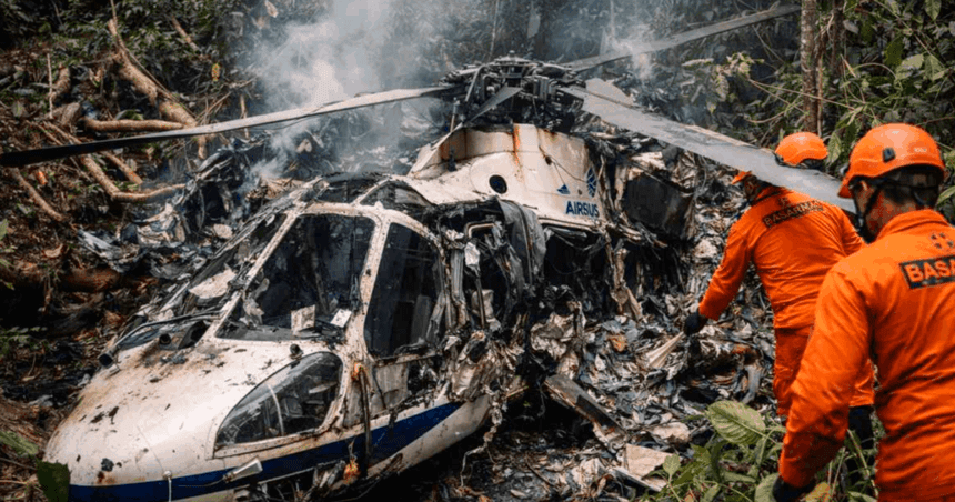 Accidente fatal: Se estrella helicóptero en Indonesia con 8 personas a bordo