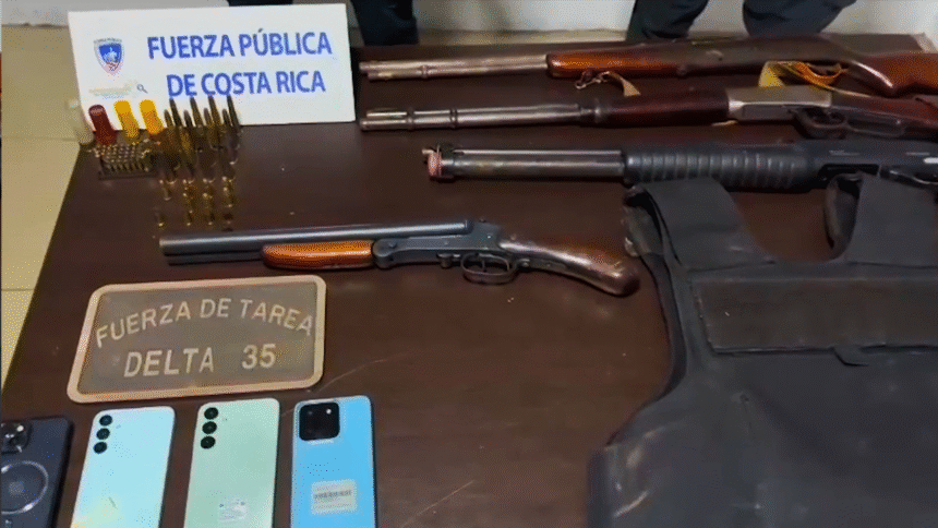 Fuerza Pública decomisa armas tras ataque armado en Orotina.