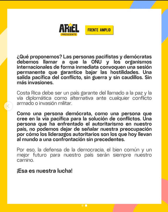 Ariel Robles ofrece mensaje sobre guerra, paz y la invasión militar en Venezuela
